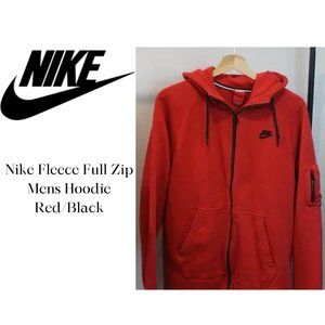 Nike Fleece Full Zip Mens Hoodie Red/Black